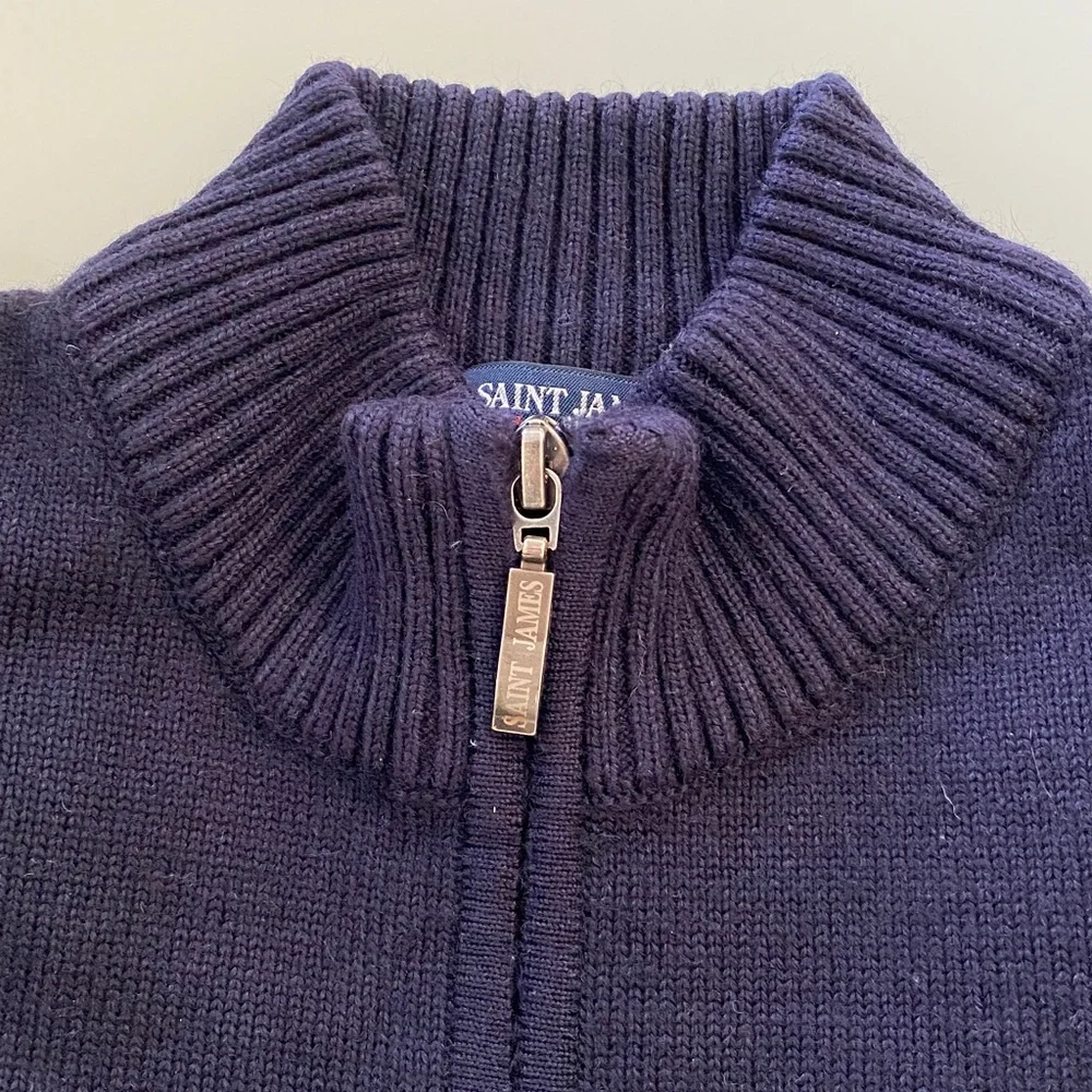 Saint James Dark Blue Zip-Up Cardigan Sweater for Men Size M - Picture 13 of 17